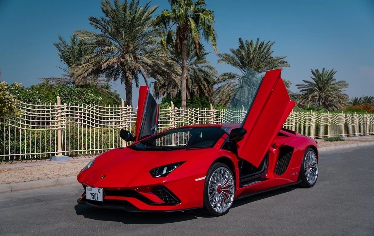 Rent Aventador S Red in Dubai, UAE Rotana Star