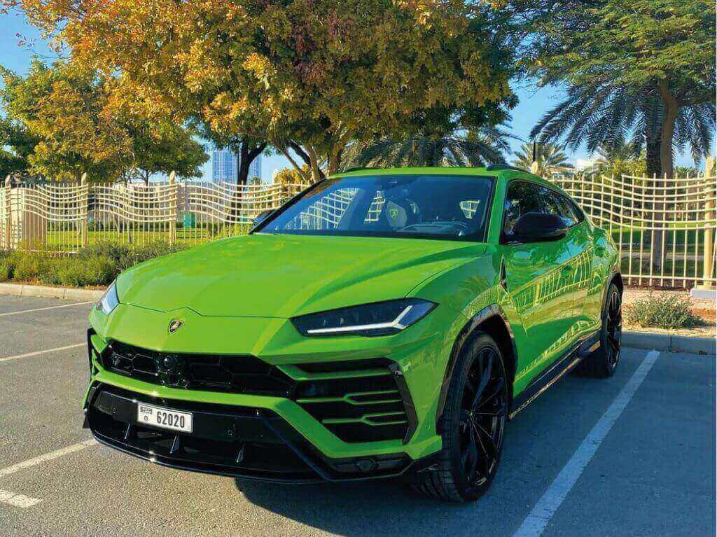 Rent Lamborghini URUS 2021 Green in Dubai - Rotana Star