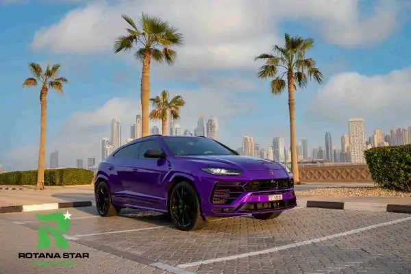 Rent Lamborghini Urus Violet in Dubai with Rotana Star Dubai