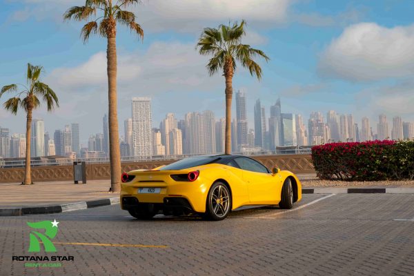 Rent Ferrari 488 Yellow in Dubai