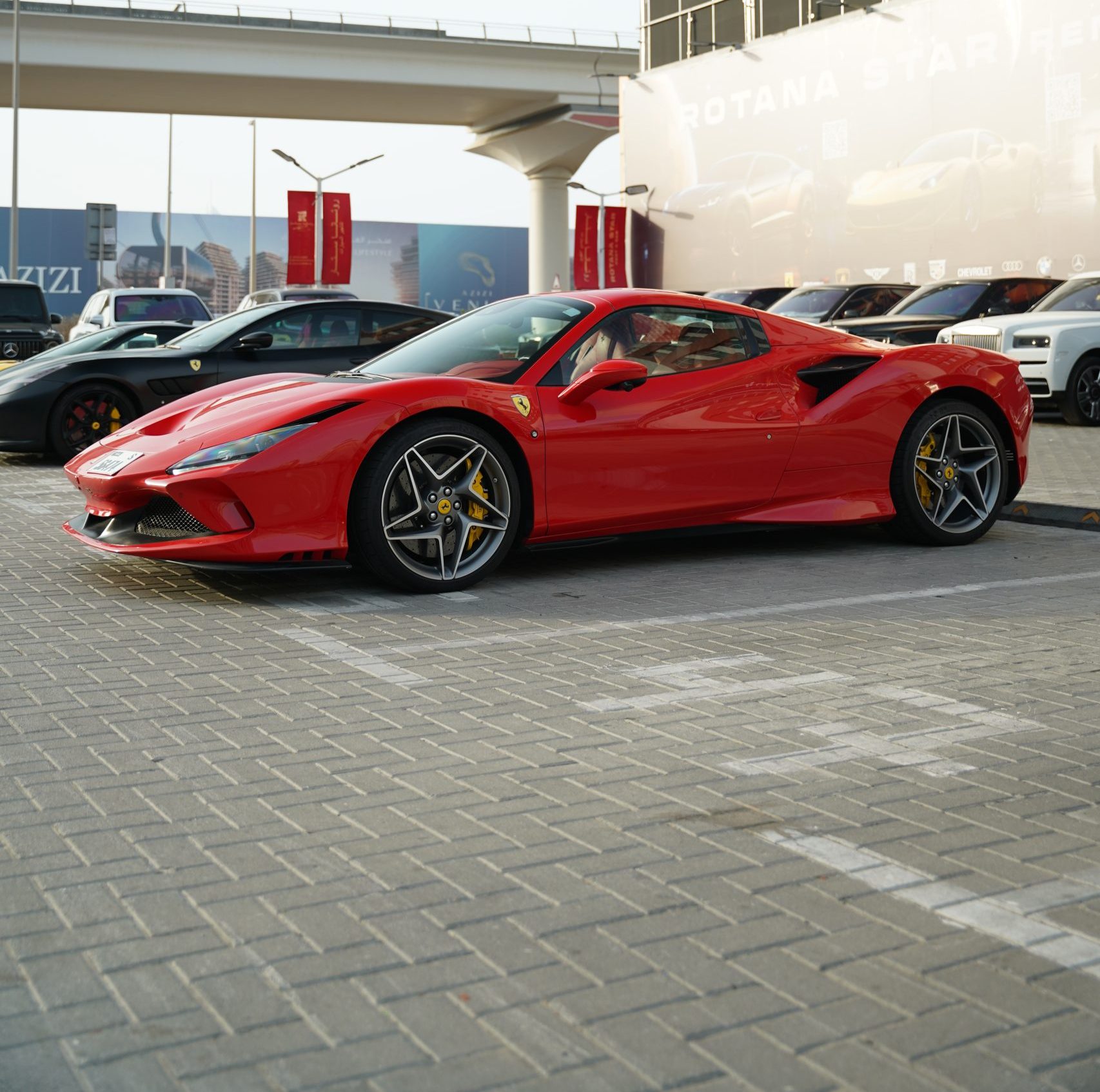 Rent Ferrari F8 Tributo Spider red in Dubai - Rotana Star